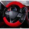 New Winter 38cm Universal Black+Red Plush Furry Thick Auto Car Steering Wheel Cover