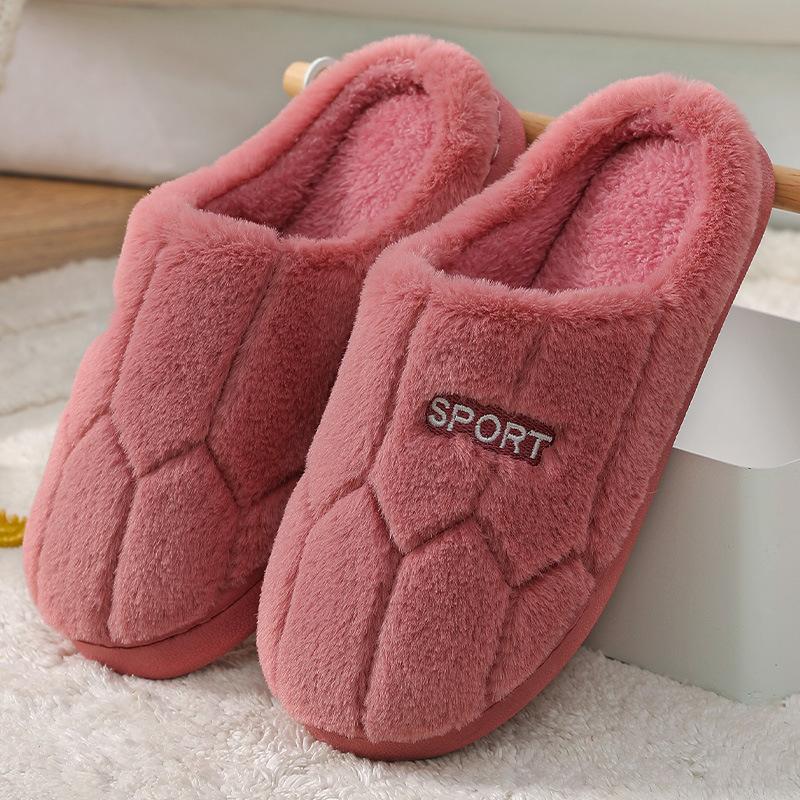 Autumn indoor home couple wool slippers warm shoes confinement non-slip velvet men's cotton slippers women