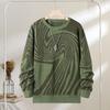 Men Fall Winter Sweater Contrast Color Geometric Striped Jacquard Round Neck Knitted Long Sleeves Thick Base Layer Sweater for Daily Work School