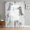 Animal Green Dinosaur Plant Tulle Sheer Window Curtains for Living Room Kitchen Children Bedroom Voile Hanging Curtain