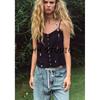 Spring New Women's Clothing Pure Desire Style Laminated Decoration Embroider Cotton Tulle Sling Tops 0881073
