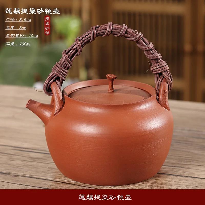 Bollitore con infusore da tè in argilla Set teiera in ceramica per bollire Teiera Zen fatta a mano Scalda teiera Teaware portatile in ceramica