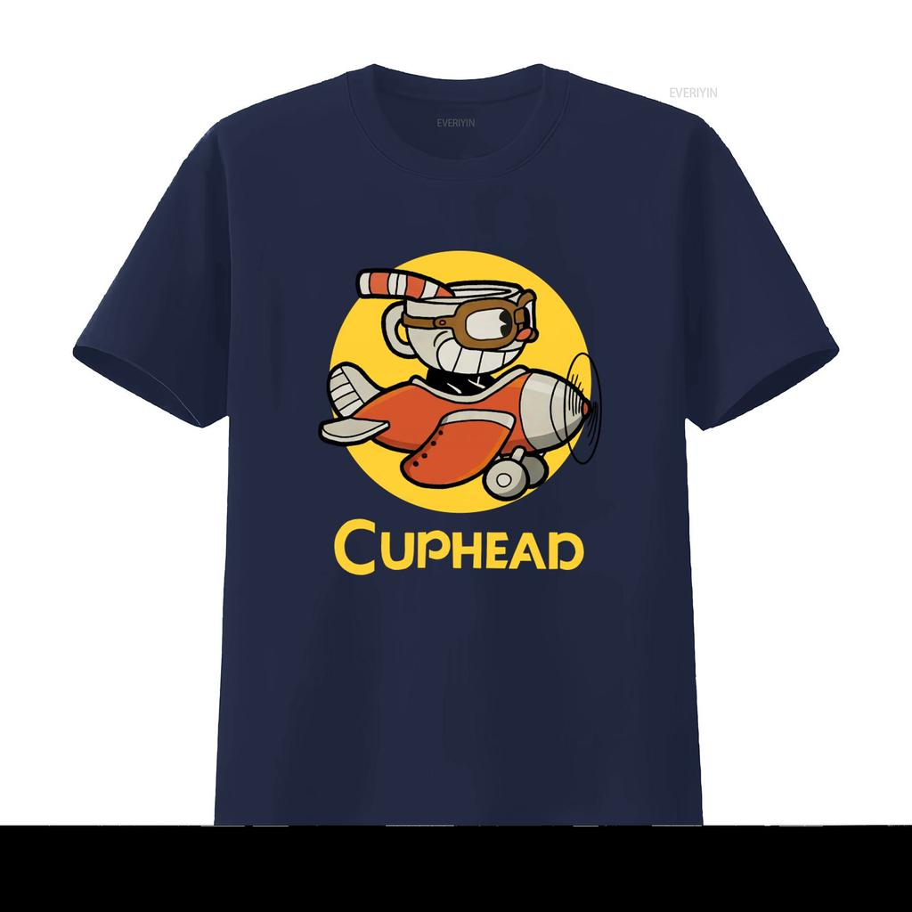 Cuphead T Shirt Flying Adventure Design for Gaming Fans Comfortable Cotton Vintage Washed Stylish Slightly Graphic