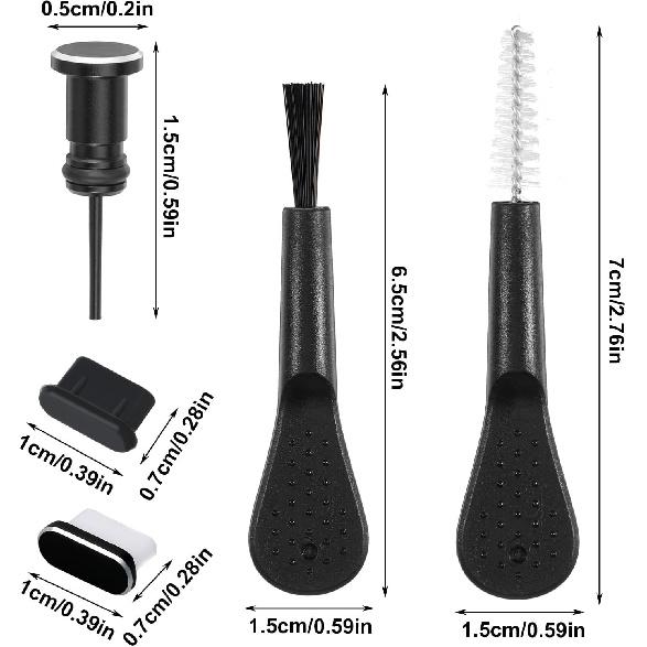 4 PCS USB C Port Cover Cap, Type C Anti Dust Plug Cover Phone Speaker Cleaning Kit, Charging Port Cleaner Phone Cleaning Brush Headphone Port Brush