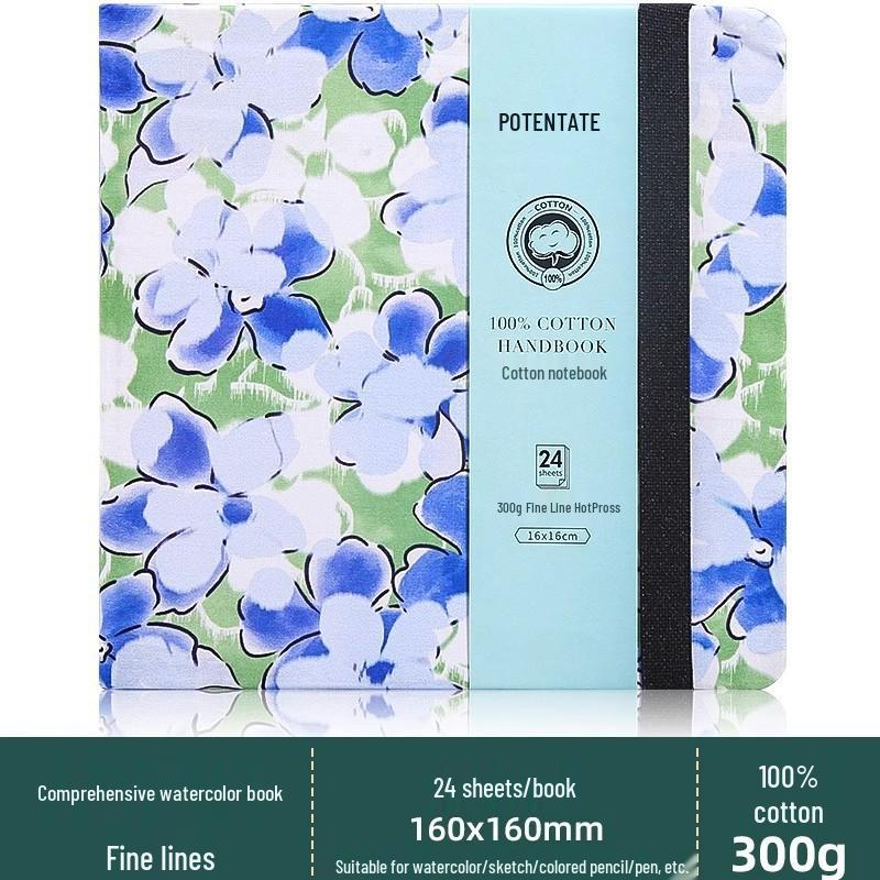 Zun Jue Portable 100% Cotton Watercolor Accordion Journal, 300g Fine Grain Fabric Book for Art Students