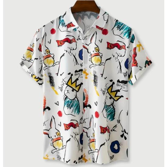 

Мужская гавайская рубашка с 3D мифическим винтажным животным, лацкан 5XL