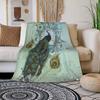Peacock Pattern Collection Digital-printed Polyester Bedroom Velvet Flannel Cover Blanket Fleece Soft Cover Blankets for Beds