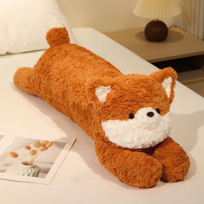 Long Cartoon Animal Plush Throw Pillow Cozy Fabrics Dog Panda Fox Doll Soothing Sleeping Pillow Lovely Home Decor Kids Companion