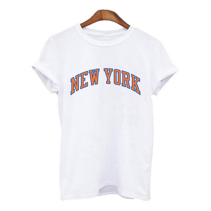 Harajuku Women Tshirt New York Summer Print White Black T Shirt Ladies Clothing 90S Tops Graphic Clothes Female Tee Shirt 2025