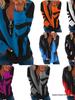 Autumn Winter V-Neck Zipper Print Women's Long Sleeve Hoodie