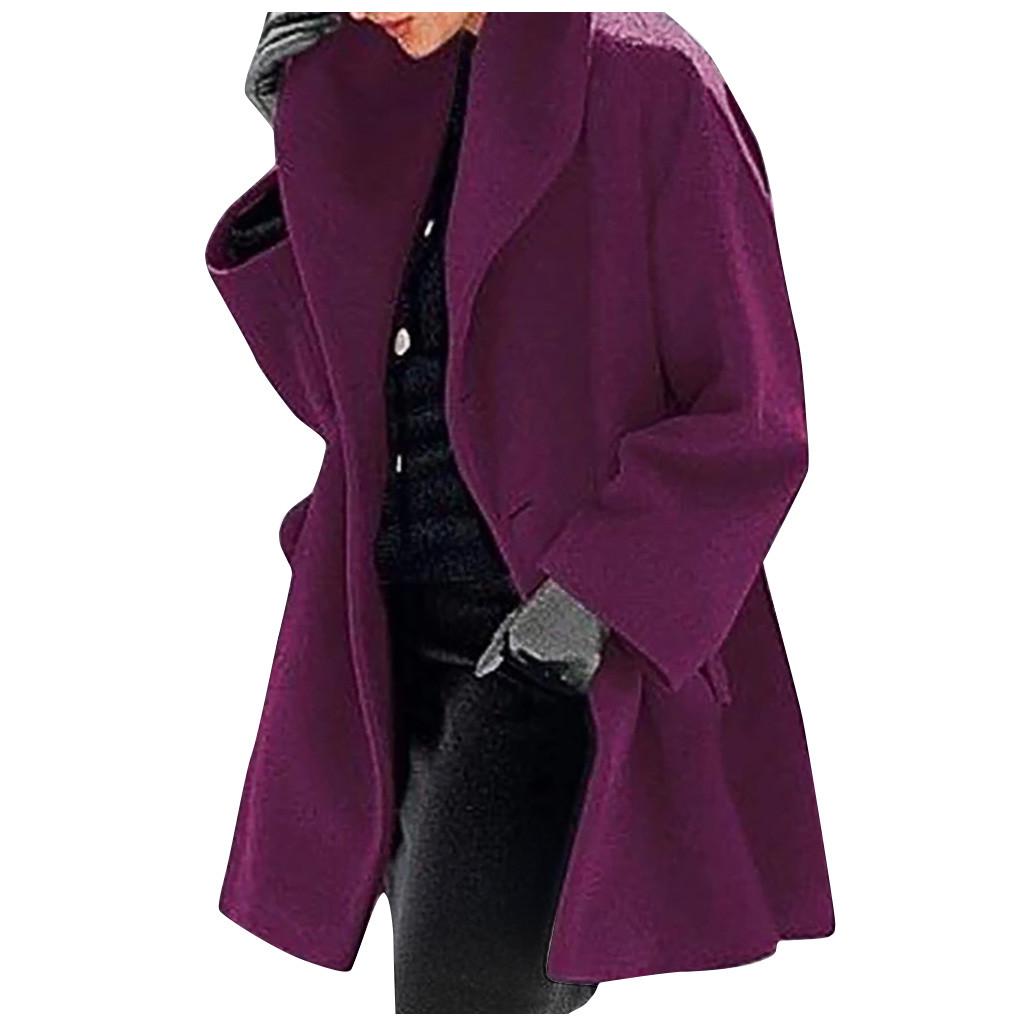 Dámský šálový límec Fleece kabát Elegantní směs kabátů Dlouhý kabát Svrchní oděvy Bundy