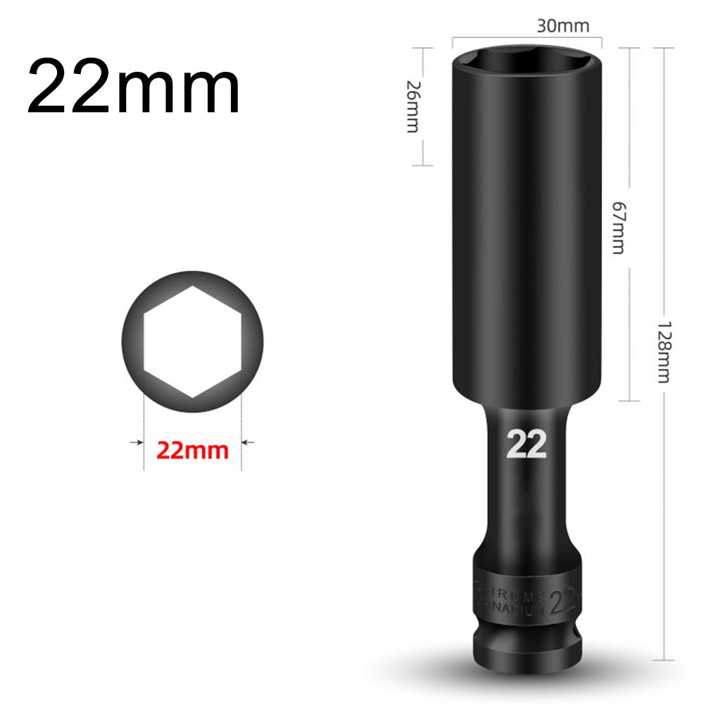 1pc 1/2in Drive Socket Wrench Hex Socket Head 8mm-24mm Adapter Spanner Converter Drive Drill Socket 128mm For Pneumatic Air Tool