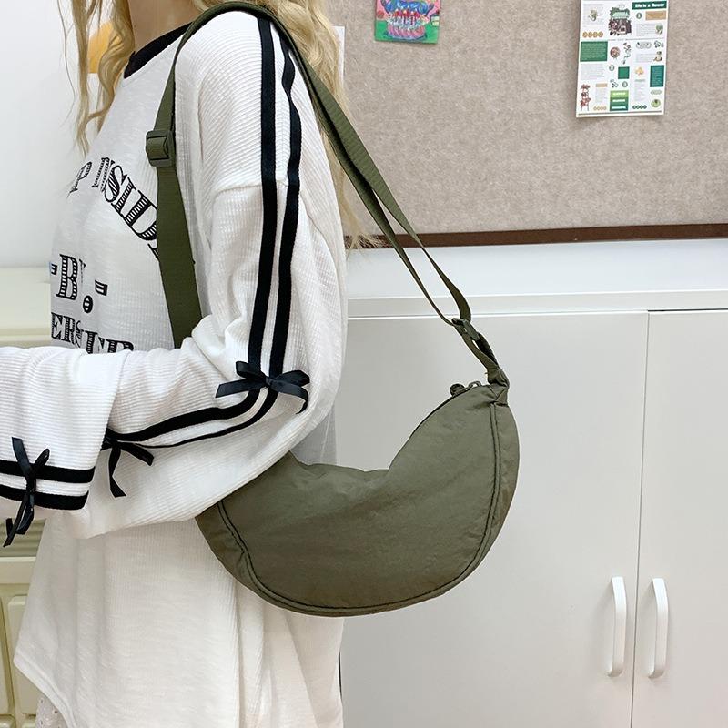 Solid Color Dumpling Bag Women's New Trendy Dumpling Bag Lightweight Shoulder Canvas Bag Satchel Bag Underarm Bag