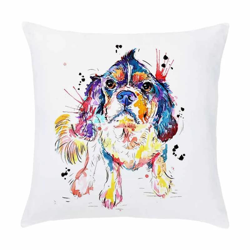 Customizable Home Square Soft Sofa Bed Pillow Cover Painted Dog Decorative Cartoon Puppy