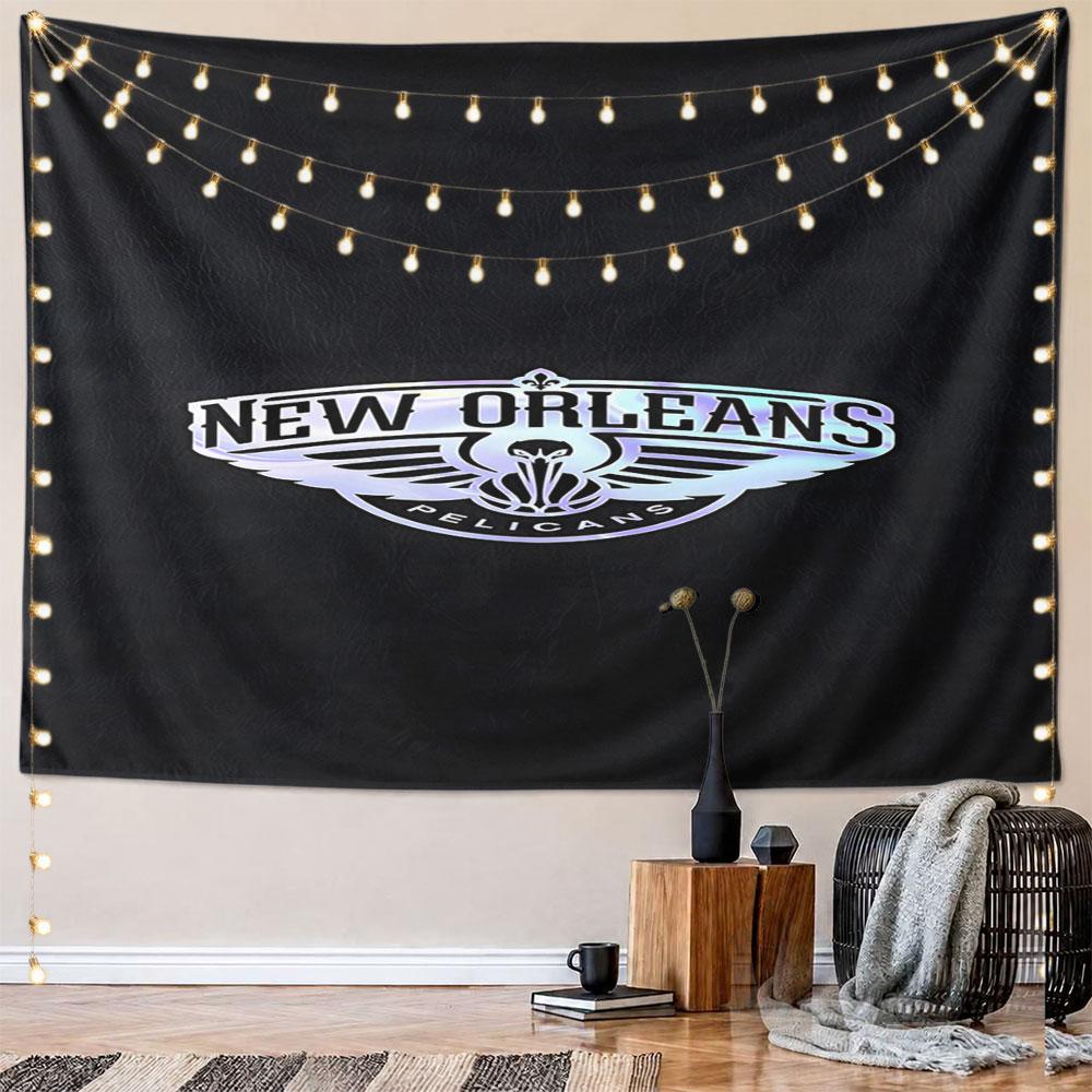 New Orleans Pelicans Team Logo Design Pattern Wall Hanging Tapestry Decorative Tapestry Home Decor for Bedroom and Living Room