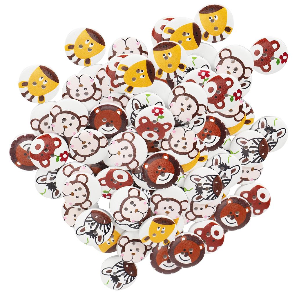 20mm Wood Buttons Cartoon Animal 2 Holes Sewing Button Children"s Clothing Accessories