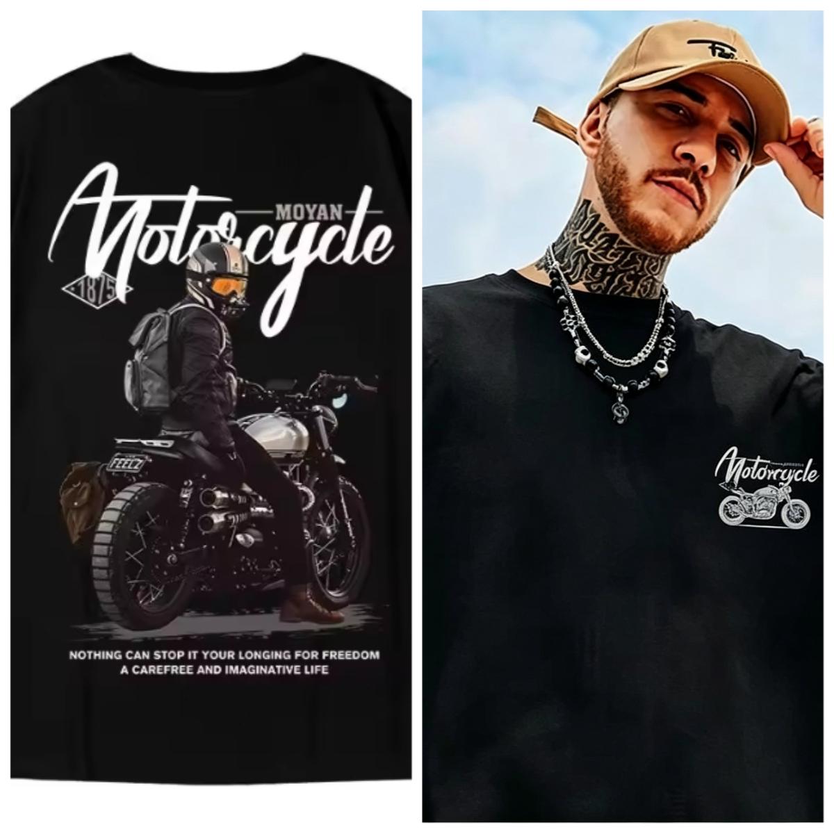 Unisex Casual TShirt Teenager Student Tee American Vintage Motorcycle Unisex Print TShirt Loose Large Size Large Top S