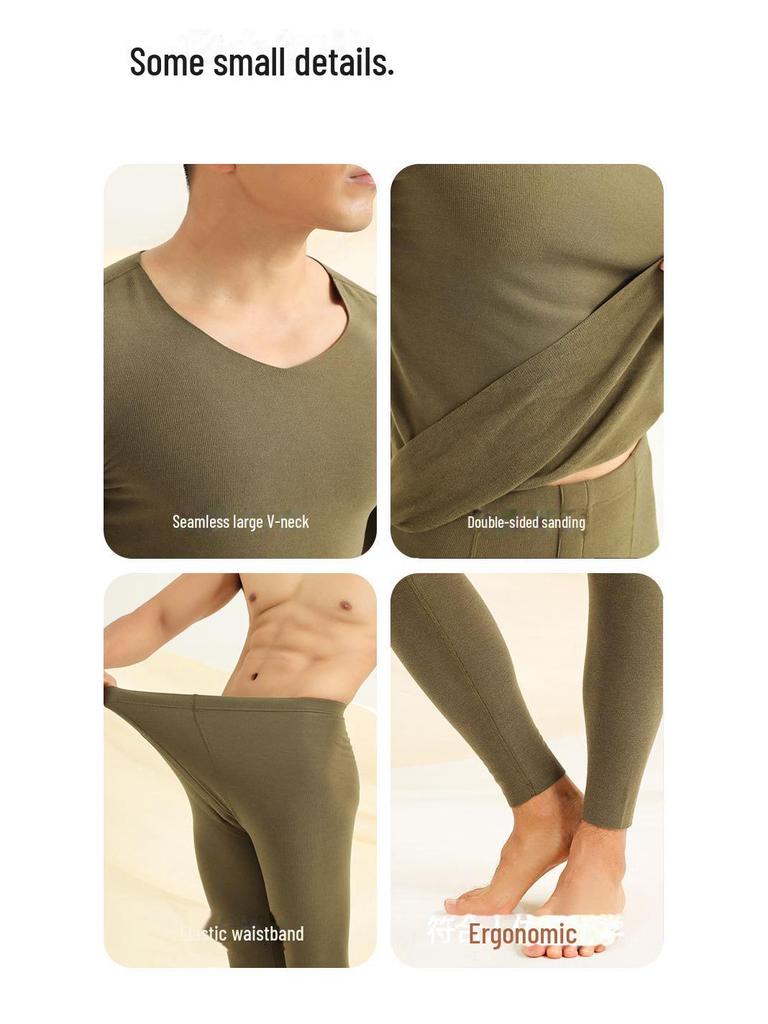 Herren Deutscher Samt Thermo Unterwäsche Set - Nahtlos, Antibakteriell, Übergröße für Herbst/Winter