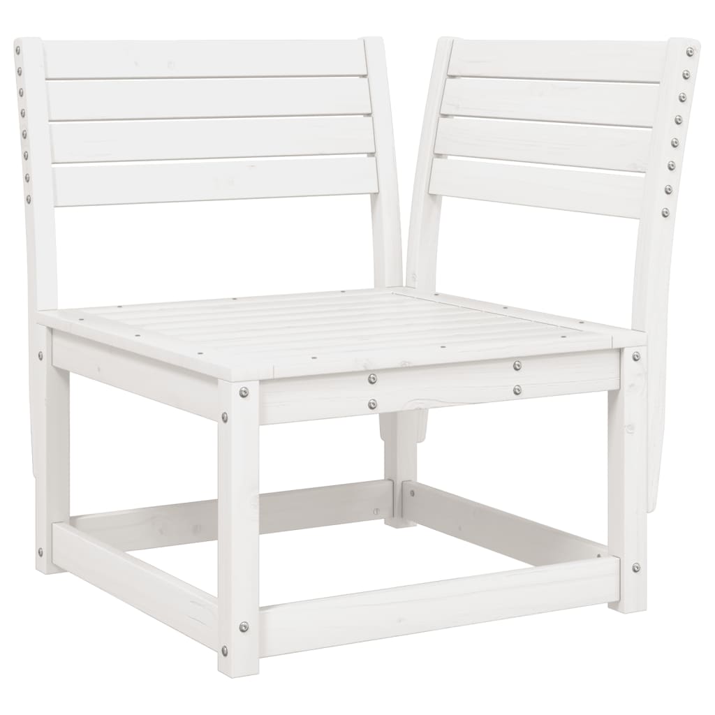 5 Piece Garden Sofa Set White Solid Pine Wood