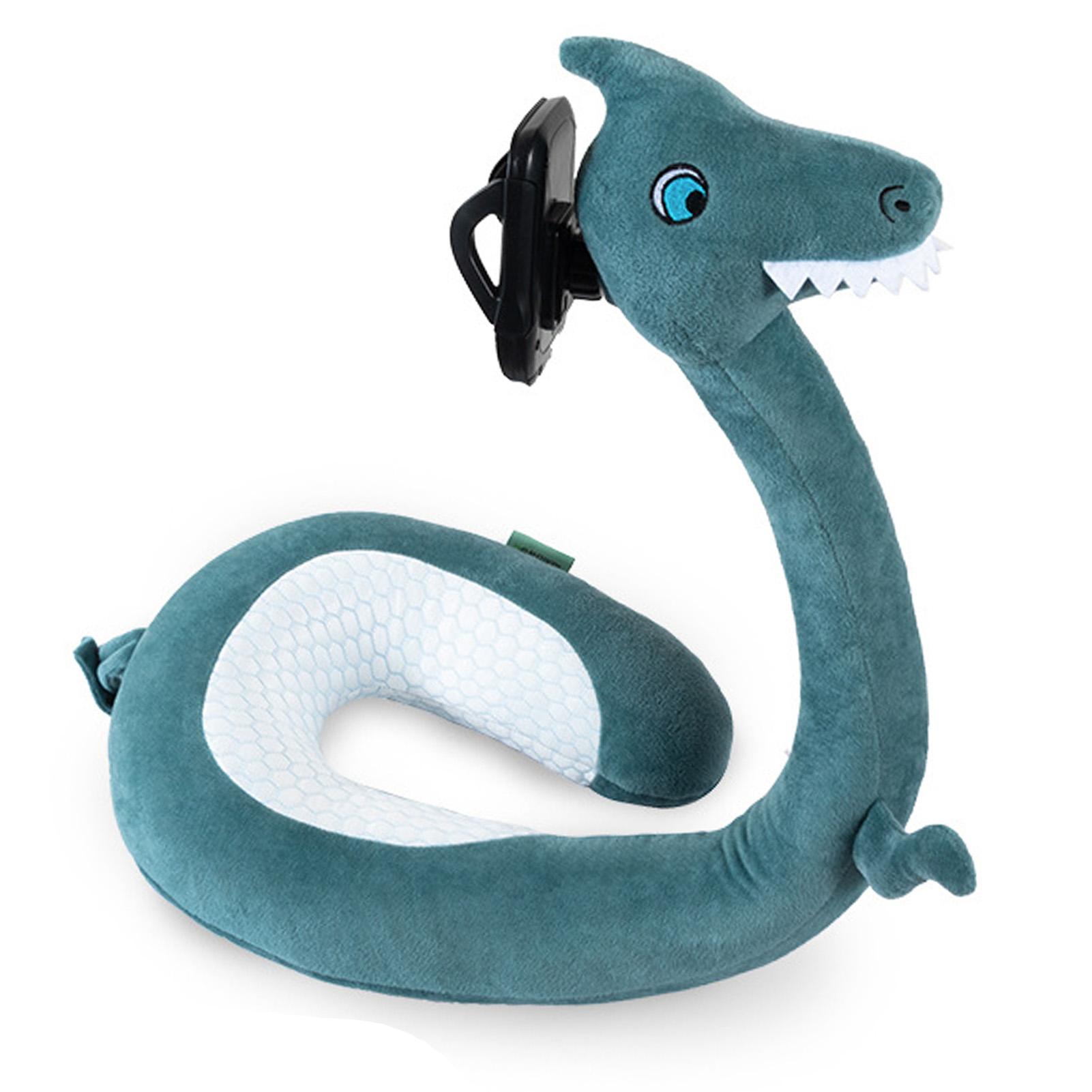

U Shaped Pillow Phone Holder 360 Degree Rotation Cute Animal Neck Cushion Phone Stand for Home Lake Blue Dinosaur Dinosaur