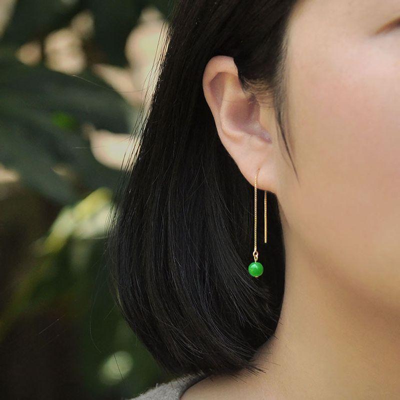 

[Небольшой дефект Большая распродажа] Новые серьги в национальном стиле в китайском стиле, серьги-гвоздики с нефритом и южным красным, серьги с пчелиным воском, серьги с бирюзой для женщин [Jade Dry Green] Light Picking Ear Line