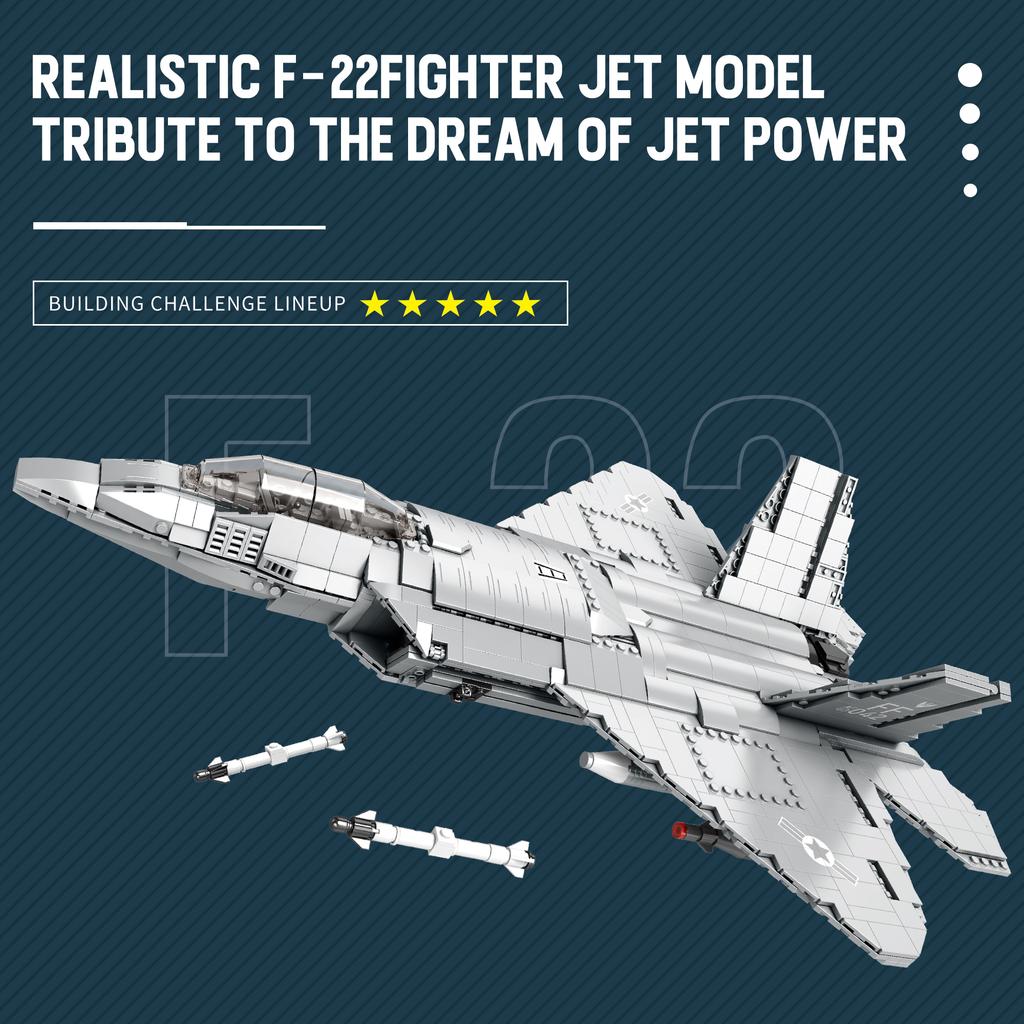 High-Quality Aircraft High-Quality Series High-Quality F22 High-Quality Fighter High-Quality Building High-Quality Blocks Construction set