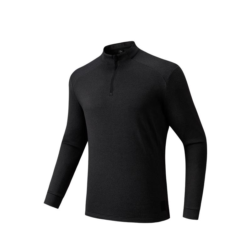 Anta Outdoor Lightweight Fleece Warm Stand Collar Long Sleeve T-Shirt Men Tops 952546406-3