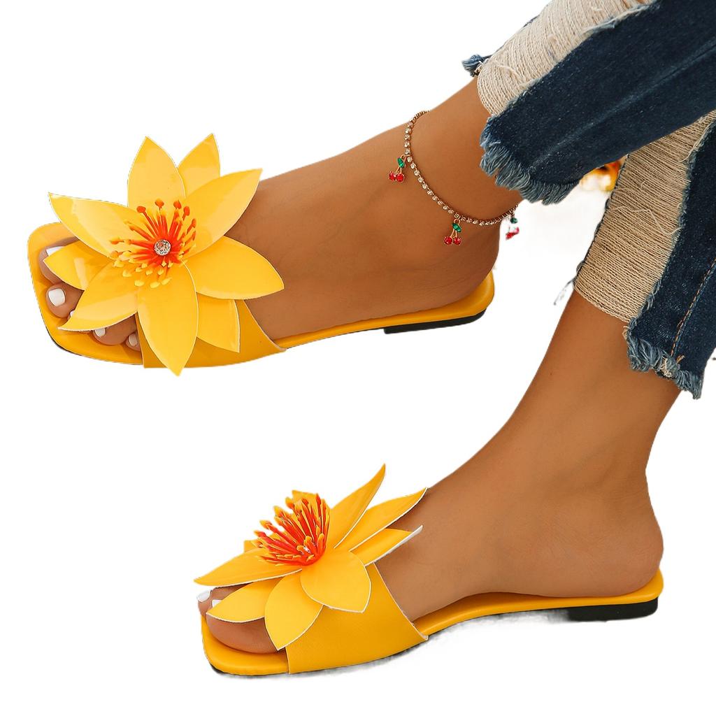 Fashion Large Size Sandalias De Mujer 2024 Summer Casual Versatile Comfort Flowers Flat Slippers Ladies Outdoor Non-slip Beach Shoes