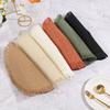 Braided Round Placemats Woven Tassel Table Mats for Kitchen Dining Heat Resistant Natural Fabric Place Mats Indoor Outdoor Use