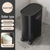 Press-Type Trash Can with Lid and Wheels for Bathroom Crevice