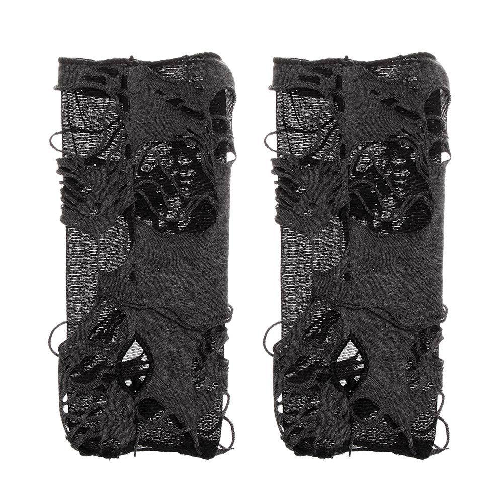 Party Masquerade Black Fingerless Arm Warmer Long Punk Mittens Beggar Style Hole Halloween Gloves