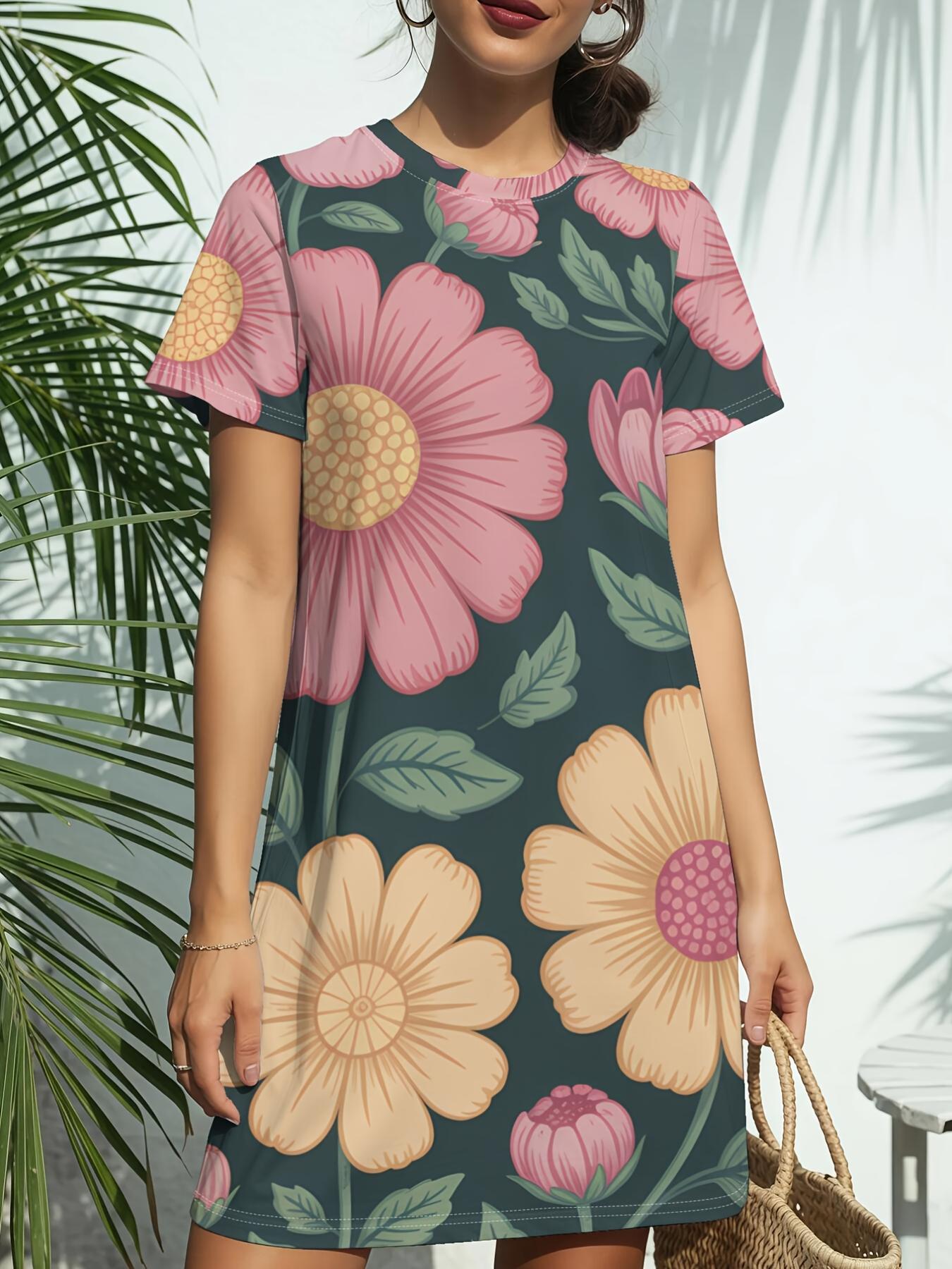 

Women s Seamless Short Sleeve T-Shirt Dress - Crew Neck Short Sleeve Blouse Style Dress with Round Neck. Regular Fit Casual Tunic Suitable for Daily W 2XL дубильна кора