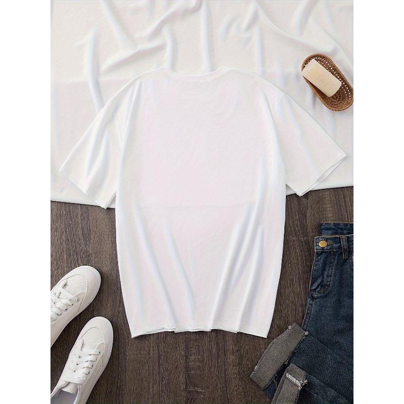 European sizes Butterflies Surround Roses Print T-shirt, Short Sleeve Crew Neck Casual Top, Women's Clothing