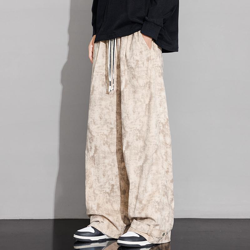 New Men's Loose Draped Wide-leg Casual Trousers Workout Straight Grey Sports Trousers