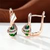1 Pair Rose Gold Color Teardrop Cut Purple Zircon Drop Earrings Vintage Wedding Jewelry