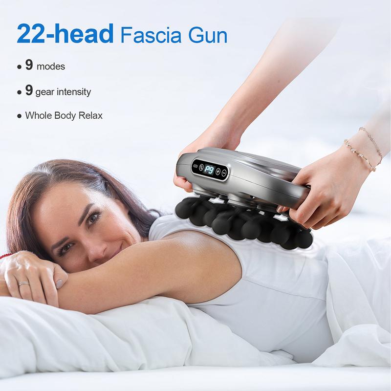 22-Head Fascia Gun High-Frequency Vibration Body Massage Gun Back and Waist Massager Neck Shoulder Massager Muscle Masajeador
