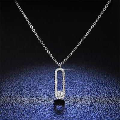 Collar con colgante de moissanita de 0,1 ct en forma de clip, de plata de ley S925, brillante, de lujo, a la moda, joyería de marca para mujer.