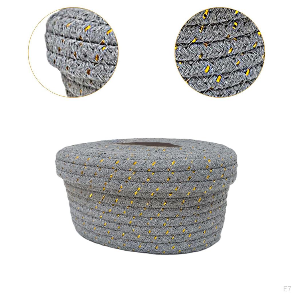 Cotton Rope Tissue Box, Holder, Decorative Case, Dispenser, Box Cover for Home,