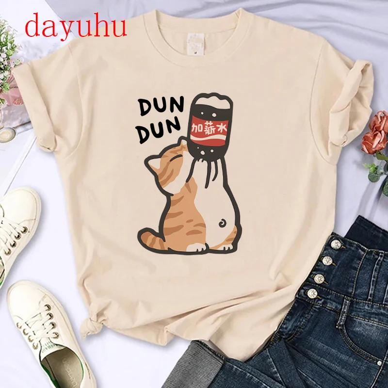 T-shirt Gatto Stile Chinoiserie Divertente Estiva Tendenza Retrò Cartone Animato Gattino Top Maglietta T-shirt Donna Design Amanti Casual Manica Corta