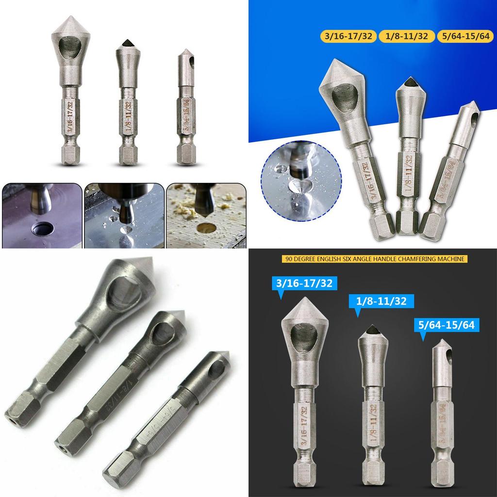 Premium 3pcs Countersink Drill Bit Set With Durable Hex Shank For Wood And Metal