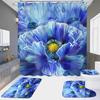 HD Print Shower Curtain 4-Piece Set | No-Drill for Bathroom/Hotel, Waterproof Toilet Partition Curtain with "Hundred Flowers Blooming" Design