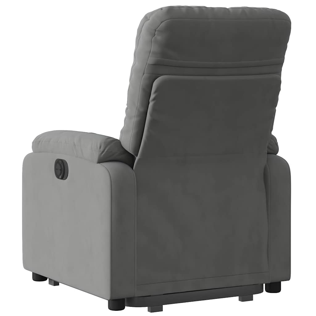 Electric Recliner with Rising Function Dark Grey Microfiber Fabric