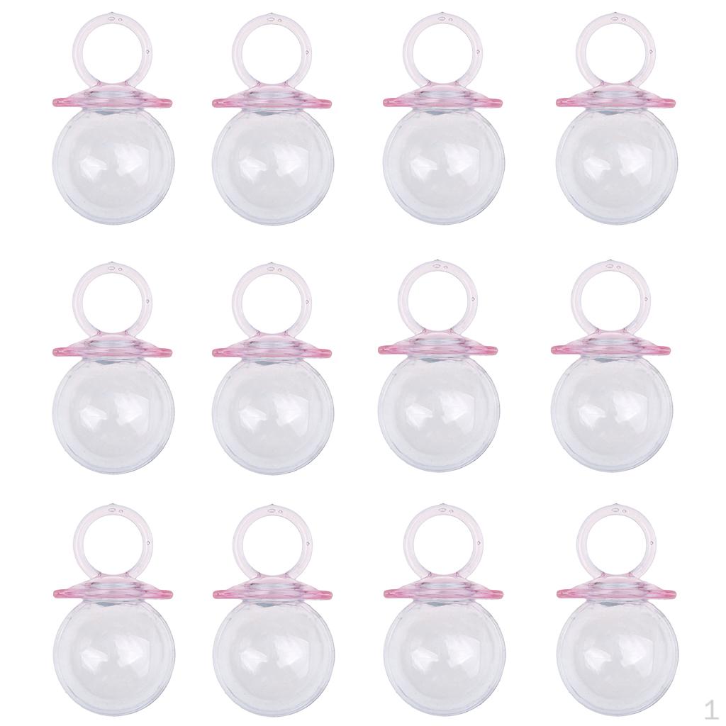 12 Fillable Pacifier Shape Baby Bottle Favor Pink