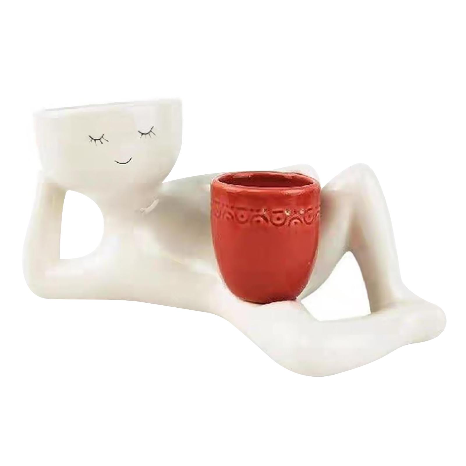 

Creative Flowerpot Succulent Planter Flower Pot Cute Face Plant Pot Small Succulent Planter For Small Decorative Houseplants червоний