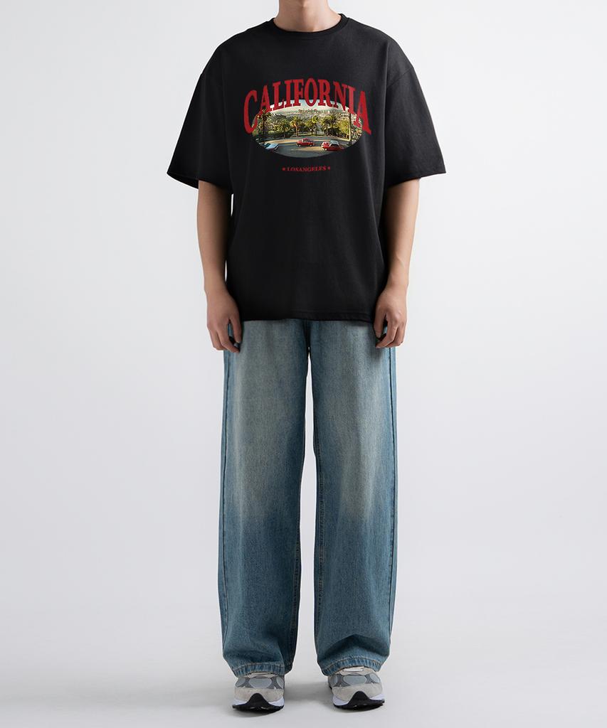 UNDEROFF [2Pack] Oversized Crewneck California + Astro Short Sleeve T-Shirt