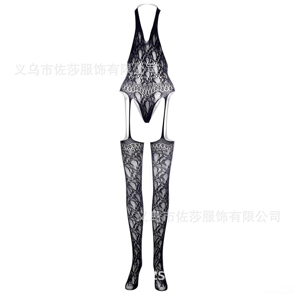 Sex Underwear Hollow Mesh Transparent One-piece Pajamas Nylon Jacquard One-piece