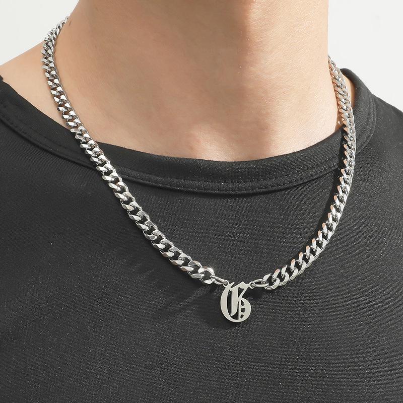 Stainless Steel English Letter Pendant Cuban Necklace - Hip-Hop Trend