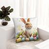 Cute Easter Bunny And Eggs Watercolor Pillow Cover Vintage Pillow Case Cushion Cover Pillowcases For Office Car Home Decorative