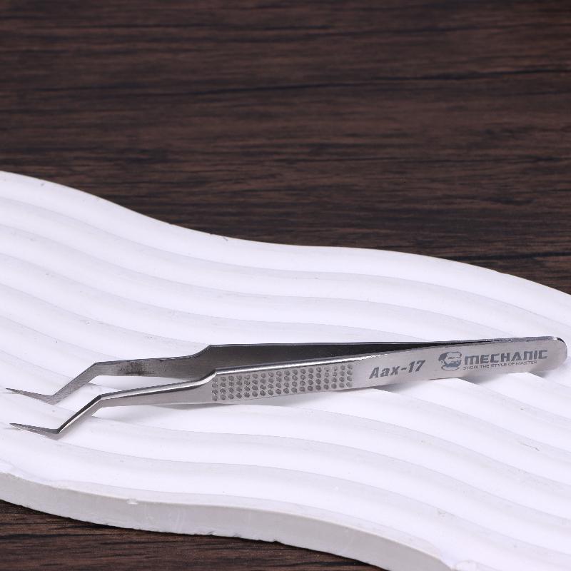 1Pc Stainless Steel Aax-17 Tin Positioning Tweezers Fine Pointed Tip For Precise Clamping Of Tin Wire Non-slip Wear-resistant