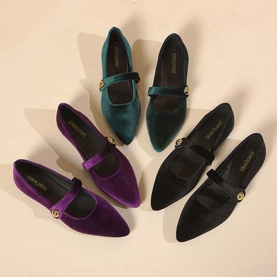 Chaussures Simples à Talon Carré et Bout Pointu Non Fatigantes pour Femmes, Chaussures Plates Mode et Décontractées pour le Printemps et l'Automne